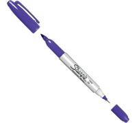Sharpie Marqueur permanent double pointe - Violet - Double pointe fine et ultra fine - 1 pièce - Imperméable et résistant à la décoloration