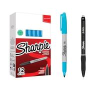 Sharpie Marqueur permanent fin vert citron - Boîte de 12 stylos S-Gel 0,7 mm Noir Cadeau | Encre permanente | Imperméable | Écriture lisse | Pour bureau, école, étiquetage et planification