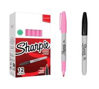 Sharpie Marqueur permanent rose fin 12-tuck (2025035) avec 1 fin noir offert - Séchage rapide, imperméable, résistant à la décoloration - Marqueur multi-surfaces pour bureau, école, bricolage
