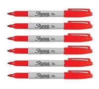 Sharpie Marqueur rouge à pointe fine – Séchage rapide – Ensemble de 6
