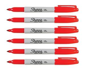 Sharpie Marqueur rouge à pointe fine - Séchage rapide (Ensemble de 6)