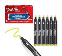 Sharpie Marqueurs Créatifs feutres acrylique | Pointe ogive | Feutres de coloriage adulte à base d’eau idéal pour coloriage mystère, scrapbooking, dessiner, etc. | Jaune | Lot de 6