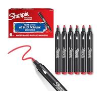 Sharpie Marqueurs Créatifs feutres acrylique | Pointe ogive | Feutres de coloriage adulte à base d’eau idéal pour coloriage mystère, scrapbooking, dessiner, etc. | Rouge | Lot de 6