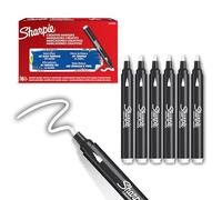 SHARPIE Marqueurs créatifs Feutres à peinture acrylique | Pointe ogive | Marqueurs à peinture à base d’eau | Fourniture scolaire | Blanc | Lot de 6