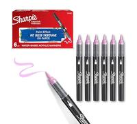 Sharpie Marqueurs Créatifs feutres acrylique | Pointe pinceau | Feutres de coloriage adulte à base d’eau idéal pour coloriage mystère, scrapbooking, dessiner, etc. | Rose | Lot de 6