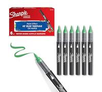 Sharpie Marqueurs Créatifs feutres acrylique | Pointe pinceau | Feutres de coloriage adulte à base d’eau idéal pour coloriage mystère, scrapbooking, dessiner, etc. | Vert | Lot de 6