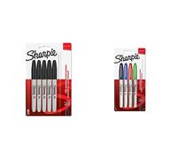 Sharpie marqueurs indélébiles | pointe fine | encre noir permanent | Lot de 5 & marqueurs permanents, pointe fine, assortiment de couleurs classiques, pochette de 4