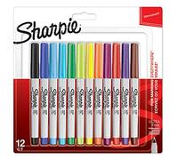 Sharpie marqueurs indélébiles - pointe ultra fine - assortiment de couleurs à encre permanente - Lot de 12