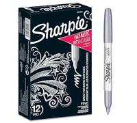 SHARPIE marqueurs métalliques permanents, pointe fine, argent, boîte de 12