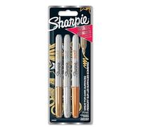 SHARPIE Pochette de 3 marqueurs SHARPIE METALLIC assortis (Or, Argent, Bronze)