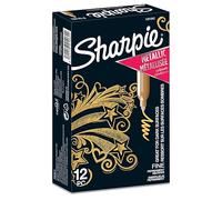 SHARPIE marqueurs métalliques permanents - pointe fine - or - boîte de 12