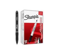 Sharpie Marqueurs permanents à double pointe | Pointe fine et ultra fine S-Gel noir | Pointe moyenne (0,7 mm) | 12 marqueurs + 1 stylo S-Gel