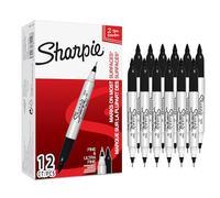 Sharpie marqueurs permanents à pointe double | noirs | boîte de 12