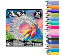 SHARPIE Marqueurs Permanents Coffret Cadeau | Stylos de Coloration à Pointe Fine et Ultra Fine | Couleurs Assorties | Comprend 2 Pages de Coloration | 27 Marqueurs