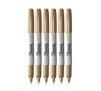 Sharpie Marqueurs permanents métallisés - Pointe fine - Doré - Lot de 6