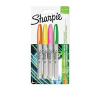 Sharpie Marqueurs Permanents | Pointe Fine | Assortiment de Couleurs Fluorescentes | Lot de 4