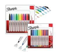 Sharpie Marqueurs permanents Pointe fine pour des détails audacieux et pointe ultra fine | Couleurs assorties | 12 + 12 unités