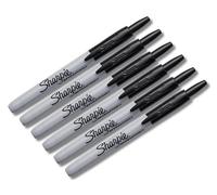 Sharpie Marqueurs permanents rétractables Pointe fine | Noir | 6 comptes