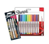 Sharpie Marqueurs permanents Stylos marqueurs permanents métalliques à pointe ultra fine Pointe fine | 12 + 3 unités
