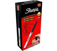 Sharpie Retractable Marqueur Pointe Fine Noir Lot de 12 de SHARPIE Noir