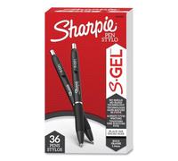 Sharpie S-Gel 2096181 Stylo gel rétractable S-gel, gras 1 mm, encre noire, corps noir, 36/lot