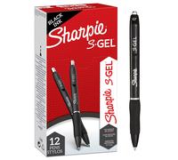 Sharpie S-Gel Gel Pens Medium Point (0.7mm) Black Ink 12 Count Black Bar