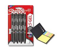 Sharpie S-Gel Lot de 8 stylos gel à pointe moyenne (0,7 mm) Couleurs d'encre assorties + Notes adhésives