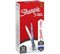 Sharpie S-Gel | Stylos gel | Pointe moyenne (0,7 mm) | Corps bleu glacier et blanc perle | Encre bleue | Lot de 12