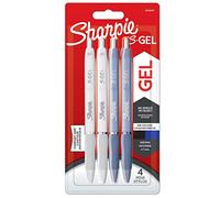 SHARPIE S-Gel, Stylos gel, Pointe moyenne (0,7 mm), Corps bleu glacier et blanc perle, Encre bleue ou noire, Lot de 4