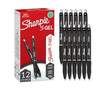 SHARPIE S-Gel | Stylos gel | Pointe moyenne (0,7 mm) | Encre noire | Lot de 12