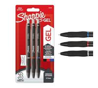 SHARPIE S-Gel | Stylos gel | Pointe moyenne (0,7 mm) | Encre noire, rouge et bleue | Lot de 3