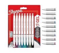 SHARPIE S-Gel | Stylos Gel pour Écriture | Pointe Moyenne (0,7mm) | Encres Couleurs Assorties | Corps Perle Blanche | Lot de 8