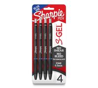 Sharpie S-Gel 2116200 Lot de 4 stylos à encre gel rétractable, pointe fine, encre bleue