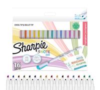 Sharpie Surligneurs S-Note Duo – Marqueurs double pointe pastel, ogive et biseautée – 16 pièces