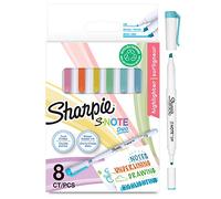 Sharpie Surligneurs S-Note Duo – double pointe (ogive & biseautée) pastel – 8 pièces
