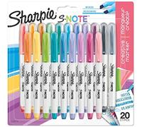 Sharpie S-Note Stylos marqueurs| Couleurs Assorties Pastel | pour surligner et Dessiner Pointe biseautée | Lot de 20
