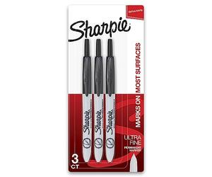 Sharpie Sanford Lot de 3 marqueurs permanents rétractables à Pointe Ultra Fine Noir
