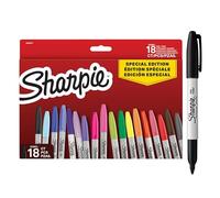 Sharpie Set de marqueurs permanents | Édition limitée Assortiment de couleurs Assortment | Pointe fine | 18 feutres marqueurs | Set pour la rentrée