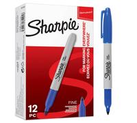 SHARPIE Set of 6 Permanent Markers Fine Round Tip Blue