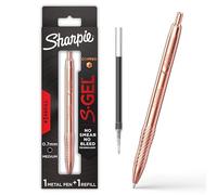 Sharpie Stylo gel S-Gel, corps en métal cuivre, pointe moyenne (0,7 mm), encre noire, comprend 1 stylo et 1 recharge d'encre supplémentaire