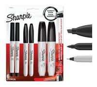 Sharpie Stylos Marqueurs Permanents | Pointe ultra fine, fine et biseautée | Encre noire | Lot de 6