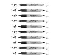 Sharpie Stylos marqueurs permanents Twin Tip Encre noire Paquet de 10 Pointes fines et ultra fines