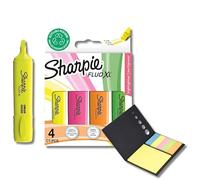 SHARPIE Surligneur Fluo XL | Chisel Tip Highlighter Pen | Lot de 4 surligneurs + Notes autocollantes