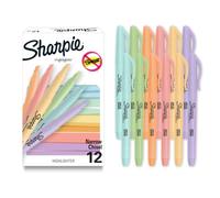 Sharpie Surligneurs de poche, couleurs pastel douces, assorties, pointe biseautée, 12 pièces