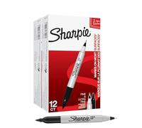 Sharpie Twin Tip - Lot de 24 Marqueurs Permanents à Double Pointe (2 x 12) - Pointe Fine & Ultra-Fine - Idéal pour l’École, le Bureau et l’Industrie