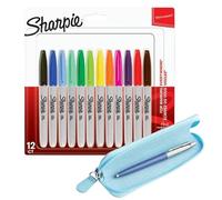 Sharpie Un ensemble de marqueurs permanents pour fournitures scolaires avec stylo Parker Jotter (encre bleue) et étui bleu Parker