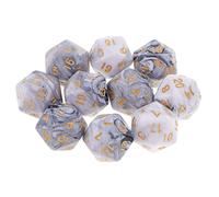 Sharplace 10pcs Dés Chiffres 20 Faces Dice D20 Accessoires pour Jeux de Rôle Bar Club - Blanc Gris