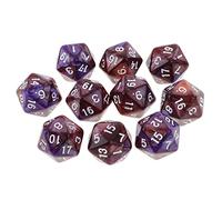 Sharplace 10pcs Dés Chiffres 20 Faces Dice D20 Accessoires pour Jeux de Rôle Bar Club (Café Violet)