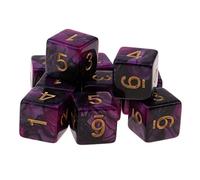 Sharplace 10pcs Nouveau RPG D&D DND Poly Dice Jeu de Société Ensemble de 10 Faces Die D6 - Violet + Noir