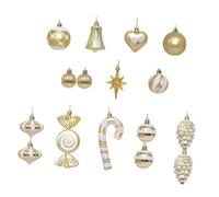 Sharplace 16x Boules de Noël Boules décoratives de Noël décorations d'hiver Mini décorations Ornements de Boules d'arbre de Noël Petits pendentifs de Noël, Or